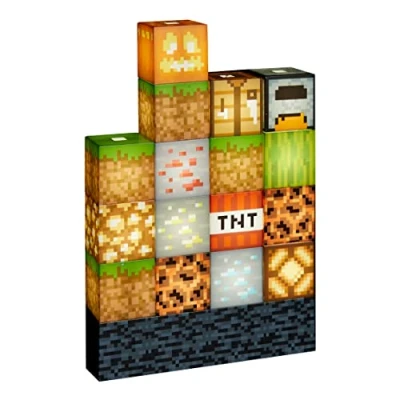 Abbildung von Minecraft Baustein Lampe Offiziell lizenziertes Merchandise, Nachtlicht, Geschenk für Jungs, Gaming Zimmerzubehör &amp; Dekoration