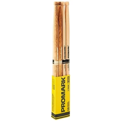 Abbildung von ProMark Schlagzeug Sticks Rebound 5B Drum FireGrain Hinten gewichtetes Gefühl Lackierung, Eichel Tipp, Hickoryholz 3 Paare of + 1 Paar 5B, Bonus Pack