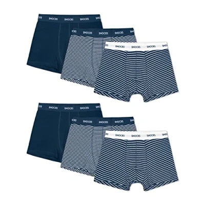 Abbildung von Snocks Boxershorts Herren aus Bio Baumwolle (6er Pack) Atmungsaktiv und Ideal für Sport Alltag Kein juckendes Etikett Unterhosen Gr.XXL, Farbe Blau Gestreift