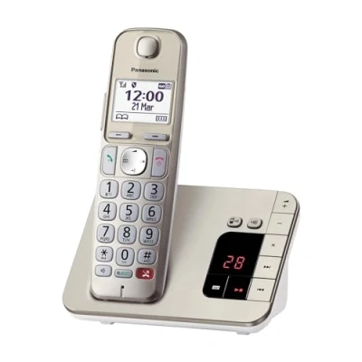 Abbildung von Panasonic KX TGE260GN Schnurlostelefon mit Anrufbeantworter (Bis zu 1.000 Telefonnummern sperren, übersichtliche Schriftgröße starkem Kontrast , extra lauter Hörer, Voll Duplex Freisprechen)