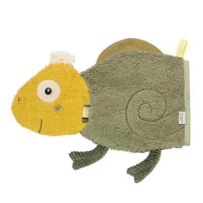 Abbildung von Fehn Waschhandschuh Chamäleon Waschlappen mit Tiermotiv für fröhlichen Badespaß saugstark &amp; kuschelweich Babys und Kinder ab 0+ Monaten