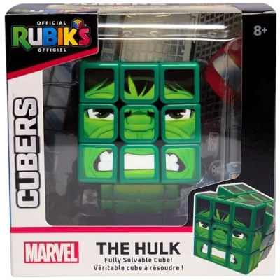Abbildung von Rubik&#039;s Cube, Cubers Hulk, 3x3 Marvel Zauberwürfel im Hulk Design, mit coolem Zubehör: Körper, Ständer die Superhelden Challenge, ab 8 Jahren