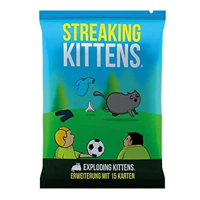 Abbildung von Exploding Kittens, Kittens Streaking Erweiterung, Partyspiel, Kartenspiel, 2 5 Spieler, Ab 7+ Jahren, 15+ Minuten, Deutsch, Mehrfarbig, Bunt
