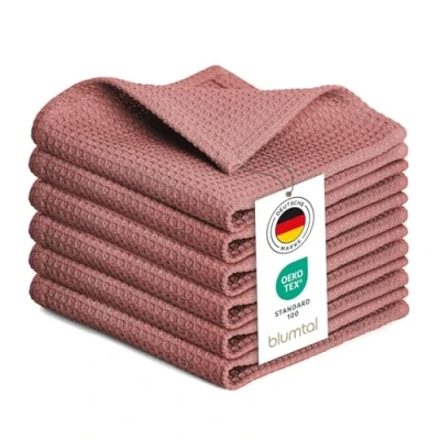 Abbildung von Blumtal® Geschirrtücher 30x30 cm im 6er Set Baumwolle 100% Küchentücher bei 60 C waschbar Küchenlappen Spül &amp; Waffeltücher in rosa