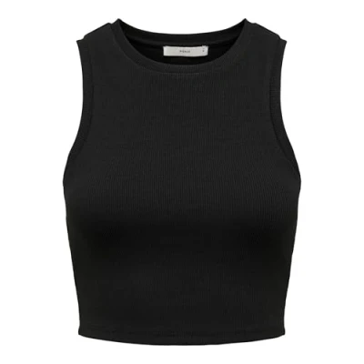 Abbildung von ONLY Damen Onlvilma S/L Cropped Tank Top JRS Noos, Schwarz, S