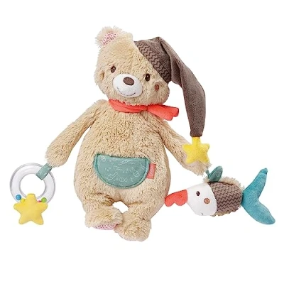 Abbildung von Fehn Activity Spielzeug Bär Motorikspielzeug mit Klettverschluss Baby Spieltier Greif Elementen Babyspielzeug zum Greifen &amp; Entdecken Kuscheltier für Babys Kleinkinder ab 0+ Monaten