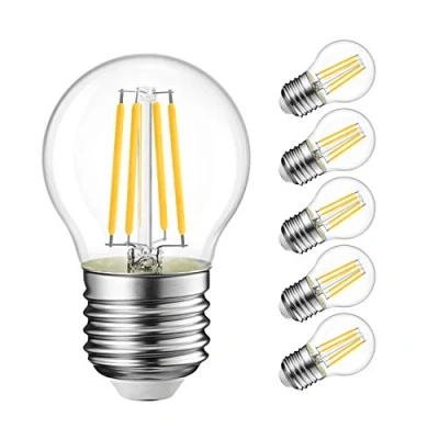 Abbildung von LVWIT 4W E27 Filament LED Edison Lampe G45, 2700K Warmweiß, Ersatz für 40W Glühlampe, ultrahell 470 lm, nicht dimmbar, Rustikalampe Filamentstil klar (6er Pack)