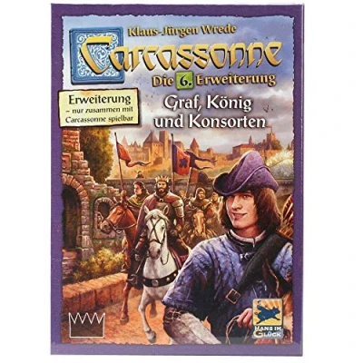 Abbildung von Hans im Glück, Carcassonne Graf, König und Konsorten, 6. Erweiterung, Familienspiel, Brettspiel, 2 6 Spieler, Ab 7+ Jahren, 40+ Minuten, Deutsch