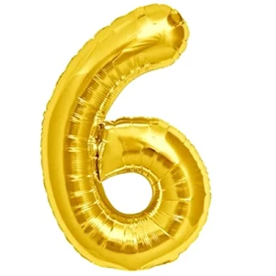 Abbildung von Luftballon 6. Geburtstag Zahl 6 Goldene XXL Riesen Folienballon 100cm Geburtstagsdeko Ballon Deko zum Geburtstag. Fliegt mit Helium.