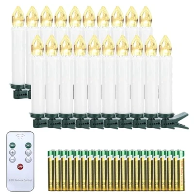 Abbildung von EXTSUD Weinachten LED Kerzen mit Fernbedienung 20 Stück Weihnachtsbaumbeleuchtung Christbaumkerzen Flammenlossen Weihnachtskerzen Halloween Batteriebetrieben für Weihnachtsdeko Party