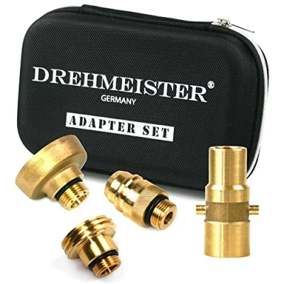 Abbildung von Drehmeister LPG Adapter Set M16 extra lang Tankadapter mit Etui für Gasfahrzeuge Alle Europa Autogas (M16/W21.8/extra lang)