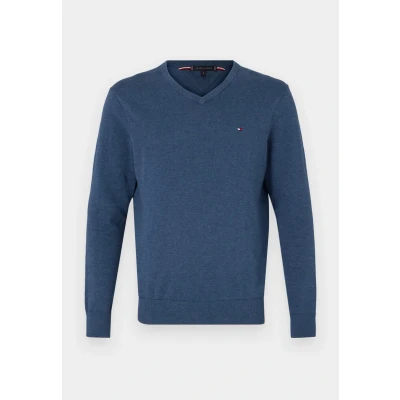Abbildung von Tommy Hilfiger Essential V NECK Strickpullover, Herren, Größe: Medium, Aegean sea heather