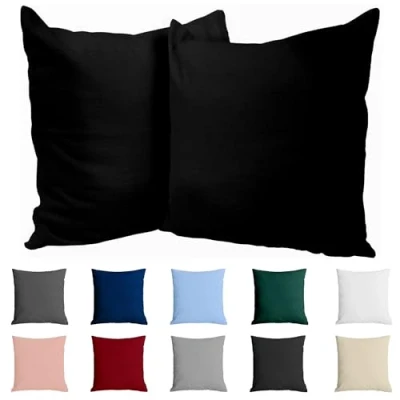 Abbildung von Kissenbezug 50x50 Baumwolle Renforcé (2er Set) Schwarz Dicht gewebt mit 57 Fäden/cm² Kissenhülle cm Oeko Tex Zertifiziert Dreamzie