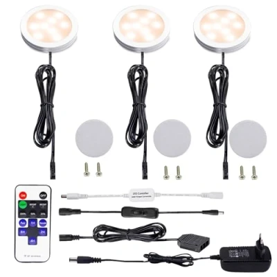 Abbildung von AIBOO Led Schrankbeleuchtung Unterbauleuchte Küche,3 Stüick Schrankleuchte mit Fernbedienung,Unterbauleuchte Küche Küchenlicht Unterschrank Beleuchtung Schranklicht für Dimmbar Timer 2700K