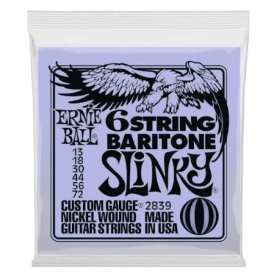 Abbildung von Ernie Ball P02839 Slinky 6 String mit kleinem End 29 5/8 Mensur Bariton Gitarrensaiten, Stärke 13 72
