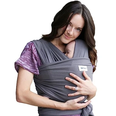 Abbildung von Sleepy Wrap Tragetuch Baby Neugeboren bis Kleinkind Freihändige Trage, Elastisches Neugeboren, Ergonomisches Tragetuch, Einfach zu bindende Babytrage (Grey)