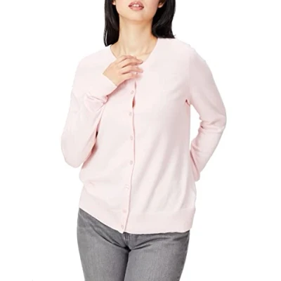 Abbildung von Amazon Essentials Damen Leichte Rundhalsstrickjacke (Erhältlich In Übergröße), Hellrosa, M
