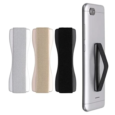 Abbildung von kwmobile Smartphone Fingerhalter 3 Set Handy Halter Griff Halterung Einhandbedienung 3X Handyhalter in Schwarz Gold Silber
