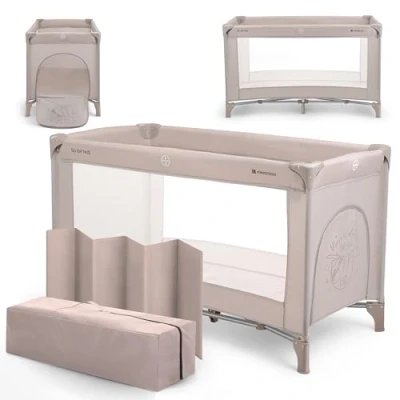 Abbildung von Kikka Boo SO Gifted Reisebett Baby, Bis 15 kg, Babybett 120x60 cm, 1 Ebene, Faltbar, Leicht, Transporttasche, Kompakt, Beige