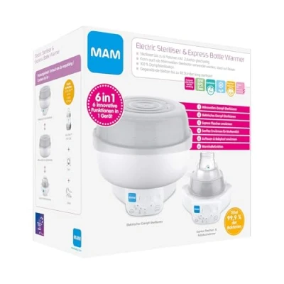 Abbildung von MAM 6in1 Sterilisator und Express Babykosterwärmer, Flaschenwärmer inkl. 1x Easy Start Anti Colic Flasche (160 ml), Schnuller 1 Zange