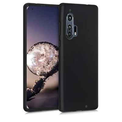 Abbildung von kwmobile Hülle kompatibel mit Motorola Edge Plus/Edge+ weiches TPU Silikon Case Cover geeignet für kabelloses Laden Schwarz matt