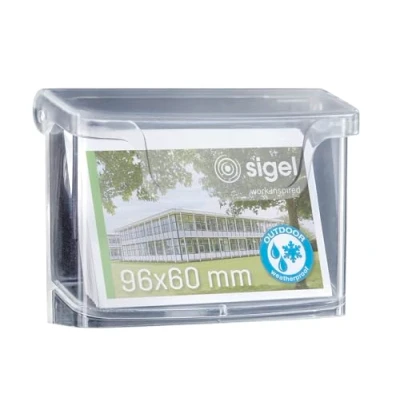 Abbildung von SIGEL LH326 Wetterfester Visitenkartenhalter für Außen mit Deckel, aus hochwertigem, glasklarem Acryl, kein Vergilben, DIN A8 quer