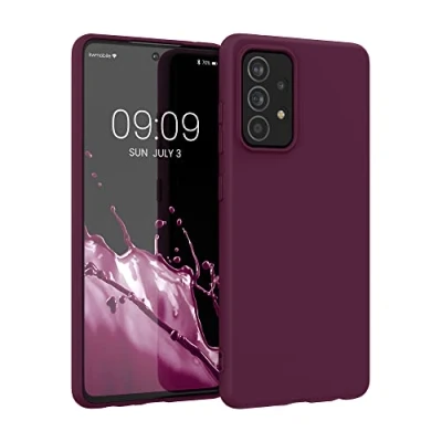 Abbildung von kwmobile Hülle kompatibel mit Samsung Galaxy A52 / 5G A52s weiches TPU Silikon Case Cover geeignet für kabelloses Laden Bordeaux Violett