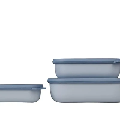Abbildung von Mepal Cirqula Rechteckig 3 teiliges Set Frischhaltedosen mit Deckel, mikrowellengeschirr, gefrierdosen 500, 1000 &amp; 2000 ml Nordic blue