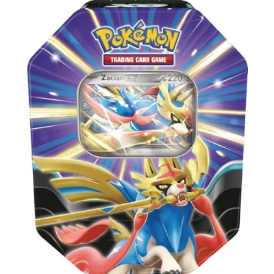 Abbildung von Pokémon Sammelkartenspiel: Tin Box Schlagkräftige Legenden: Zacian ex (1 holografische Promokarte &amp; 4 Boosterpacks)
