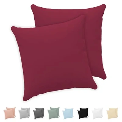 Abbildung von Twinzen® Kissenbezug 65x65 (2er Set) 100% Jersey Baumwolle 150 GSM Kissenbezüge Burgunderrot Für cm Kissenhülle mit Reißverschluss Oeko Tex Zertifiziert
