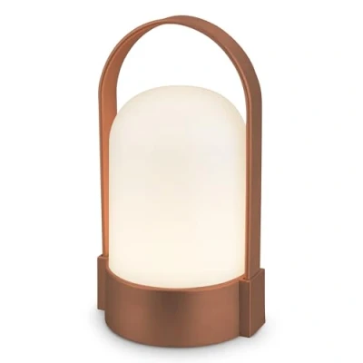 Abbildung von BRILONER LED Tischlampe kabellos IP44 mit Touch, dimmbar in Stufen, Akku tauschbar, Nachttischlampe, Leselampe, Lampe, Campinglampe, Tischleuchte, 9x8x15,5 cm, Braun metallic