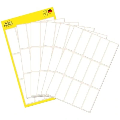 Abbildung von AVERY Zweckform 3076 Haushaltsetiketten selbstklebend (38x14 mm, 90 Aufkleber auf 6 Bogen, Vielzweck Etiketten für Haushalt, Schule und Büro zum Beschriften Kennzeichnen) blanko, weiß