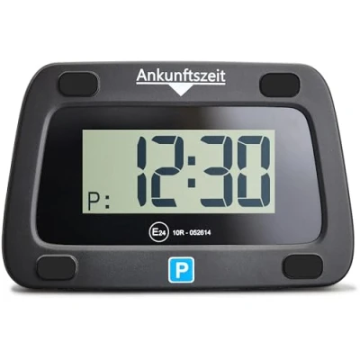 Abbildung von Parkwächter V0 Parkscheibe digital, elektronische Parkuhr, automatische digitale gemäß Straßenverkehrsordnung, für das Auto, schwarz, 111x72x25 mm