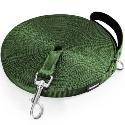 Abbildung von HAPPY HACHI Schleppleine für Hunde, 3m /5m /10m /15m /20m /25m /30m /33m Nylon Hundeleine mit Handschlaufe, Trainingsleine D Karabiner,Lange Hundeleine,für Gehorsamkeitstraining (Grün, 20)