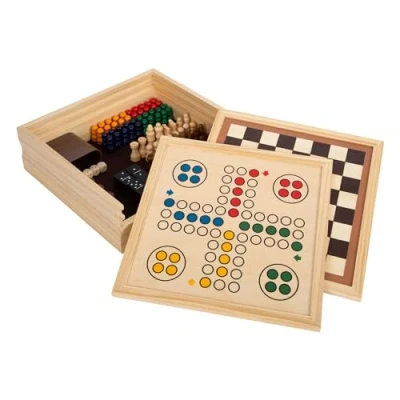Abbildung von Small Foot Spielesammlung 7 Klassiker aus Holz, Gesellschaftsspiele für die ganze Familie, Kinder ab 6 Jahren, 12322
