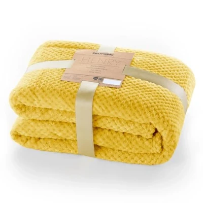 Abbildung von DecoKing Kuscheldecke 70x150 cm senfgelb Decke Microfaser Wohndecke Tagesdecke Fleece weich sanft kuschelig skandinavischer Stil gelb Henry