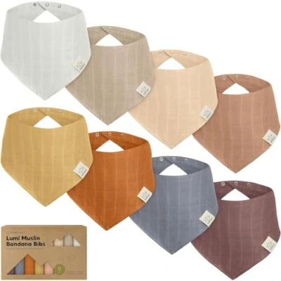 Abbildung von 8er Pack Musselin Lätzchen Dreieckstuch für Jungen und Mädchen, Baby Lätzchen, Unisex Dreieckstuch, Sabberlätzchen, Neugeborene Zahnen Säuglings (Spice)