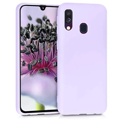 Abbildung von kwmobile Hülle kompatibel mit Samsung Galaxy A40 weiches TPU Silikon Case Cover geeignet für kabelloses Laden Lavendel
