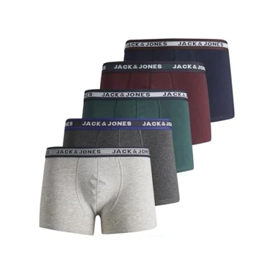 Abbildung von Jack &amp; Jones Junior Jacoliver JR 5 PACK Panties für Kinder, Größe: 140, Dark green melange/sea moss/port royale/navy blazer/lgm