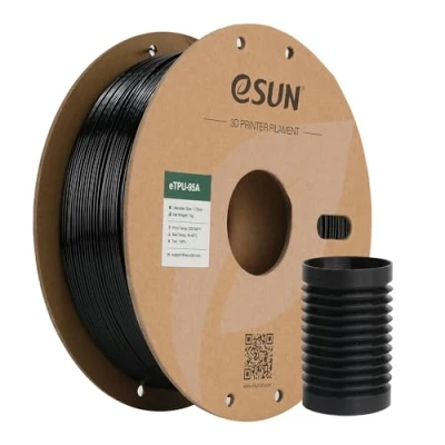 Abbildung von eSUN Flexibles TPU Filament 1.75mm, 3D Drucker 95A, Maßgenauigkeit +/ 0.05mm, 1kg Spule (2.2 LBS) Druck für Drucker, Schwarz
