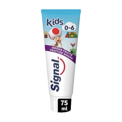 Abbildung von Signal Super Mario Zahnpasta für Kinder, mit fruchtigem Aroma, 0 6 Jahre, 75 ml