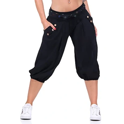 Abbildung von Malito Damen Haremshose Pumphose aus Baumwolle Leichte Stoffhose Kurze Sommerhose für warme Tage Aladinhose Sport und Freizeit 3416 (Dunkelgrau)