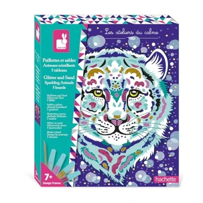 Abbildung von Janod Pailletten &amp; Sand Glitzernde Tiere Basteln für Kinder Kreativset Mit Dekosand und Biologisch Abbaubarem Glitter Aktivität 3 Jahre J09152