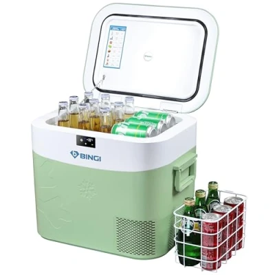 Abbildung von BINGI Kompressor Kühlbox 22 Liter Tragbarer Auto Kühlschrank 12/24V DC und 230V AC Mini Gefrierschrank für Auto, LKW, Camping, Wohnmobil Zuhause (15℃ bis 18℃)