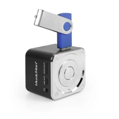 Abbildung von MusicMan TXX3527 Mini Soundstation (MP3 Player, Stereo Lautsprecher, Line In Funktion, SD/microSD Kartenslot) schwarz