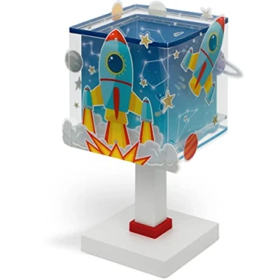 Abbildung von Dalber Kinder Tischlampe Nachttischlampe kinderzimmer Rocket Raum Rakete Sonnensystem, 63351, E14, Blau