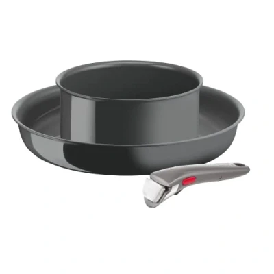 Abbildung von Tefal Ingenio Renew Set mit 3 Teilen, Pfanne 28 cm, Topf 18 Griff, Induktion, Keramikbeschichtung, Thermo Signalfunktion, recycelt L2609302