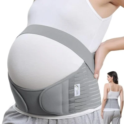 Abbildung von NEOtech Care Bauchgurt für die Schwangerschaft stützt Taille, Rücken &amp; Bauch Schwangerschaftsgurt (Grau, L)