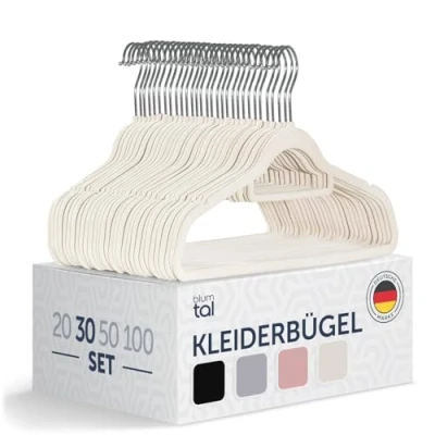 Abbildung von Blumtal Kleiderbügel 30 Stück Samt 360 drehbar und belastbar platzsparend rutschfest Weiß mit Samtbezug Samtbügel Velvet Hangers Clothes