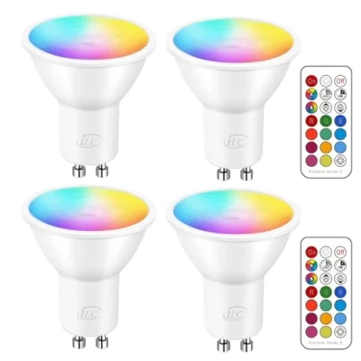 Abbildung von iLC Led GU10 Farbwechsel Lampe, Spots Birne Reflektorlampe, 5W Dimmbar Warmweiß (2700K) RGB 40W Halogenlampen,(4 Stück)